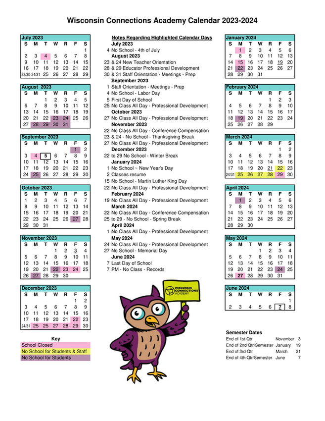 Calendar WCA School Hub